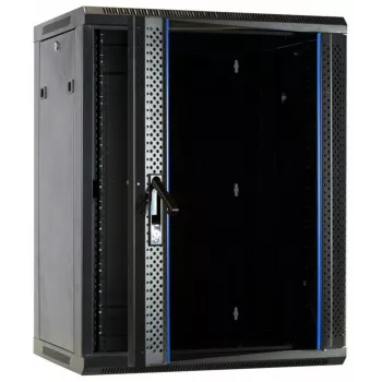 DSIT DS6615 15U wandmontage-serverkast met glazen deur, 600x600x770 mm, zwart