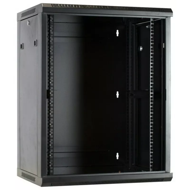 DSIT DS6615 15U wandmontage-serverkast met glazen deur, 600x600x770 mm, zwart