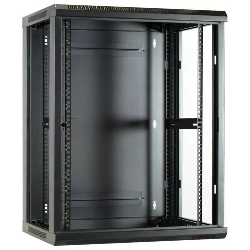DSIT DS6615 15U wandmontage-serverkast met glazen deur, 600x600x770 mm, zwart