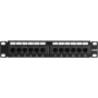 DSIT DS-10Patch6-12UTP 10 inch 12-poorts UTP CAT6 patchpaneel, 1U rackmontage, zwart