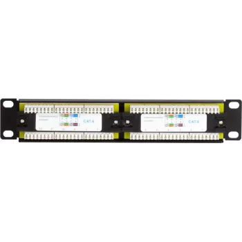 DSIT DS-10Patch6-12UTP 10 inch 12-poorts UTP CAT6 patchpaneel, 1U rackmontage, zwart