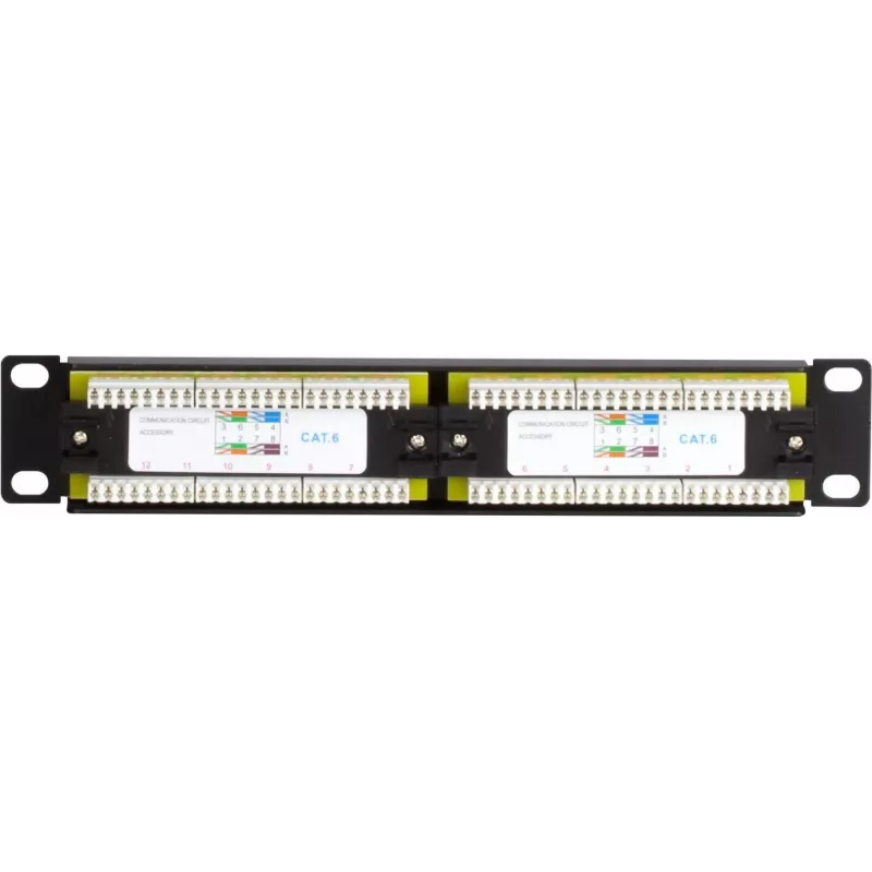 DSIT DS-10Patch6-12UTP 10 inch 12-poorts UTP CAT6 patchpaneel, 1U rackmontage, zwart
