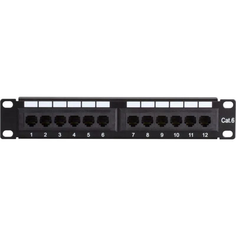 DSIT DS-10Patch6-12UTP 10 inch 12-poorts UTP CAT6 patchpaneel, 1U rackmontage, zwart
