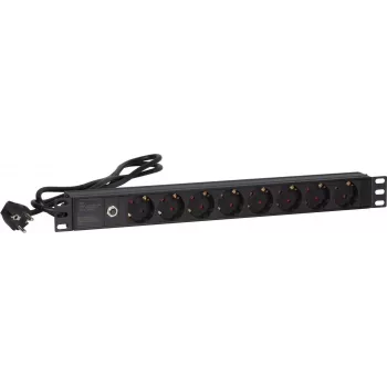 DSIT DS-8PDU-MO 19 inch 8-voudige master-overbelastingsbeveiliging-stekkerdoos, 0,48 m kabel, zwart