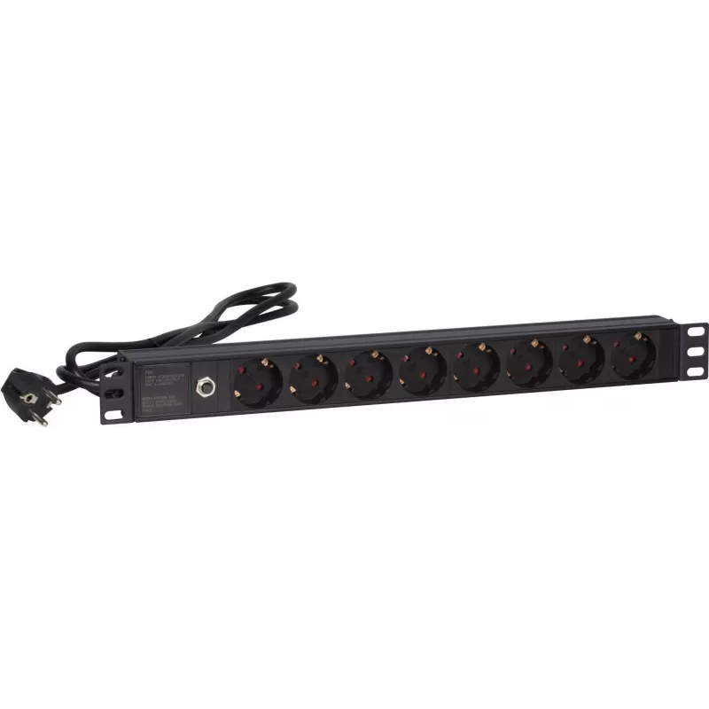 DSIT DS-8PDU-MO 19 inch 8-voudige master-overbelastingsbeveiliging-stekkerdoos, 0,48 m kabel, zwart