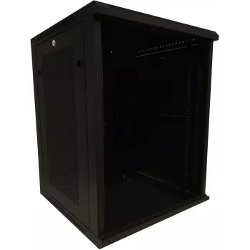 DSIT 15U 19 inch wandmontage-serverrack-kast met glazen deur en geperforeerde zijwanden 600x600x770 mm