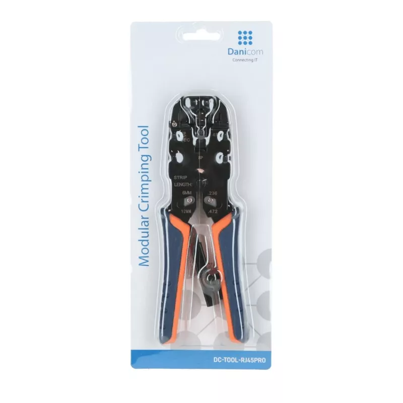 DSIT DC-TOOL-RJ45PRO professioneel krimpgereedschap voor RJ45-stekkers met kabelstripper en striptang