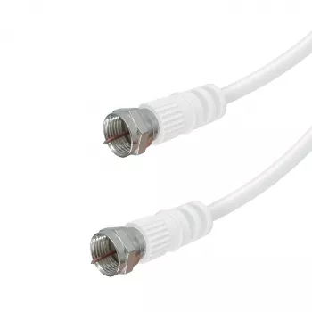 Vivanco VVSAT15MMW 1,5 m witte satelliet-coaxkabel, F-stekker naar F-stekker, 75 Ohm, dubbel afgeschermd