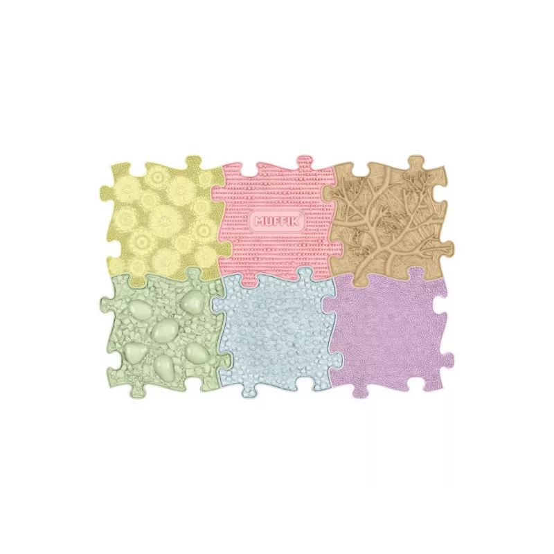 MUFFIK orthopedische sensorische mat set 6-in-1 baby pastel – 6 puzzelstukken
