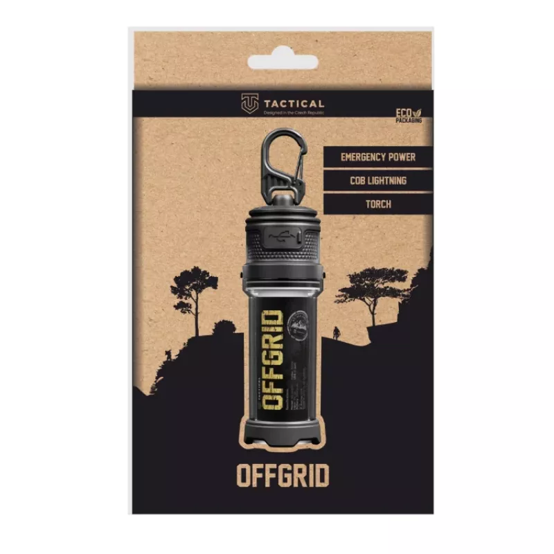 Tactische OffGrid LED-zaklamp powerbank 2000 lumen, 5000 mAh, USB-C, IPX6, zoombaar