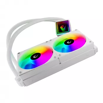 Rampage INFINITE V240 wit 240mm ARGB AIO vloeistof-CPU-koeler met temperatuurdisplay