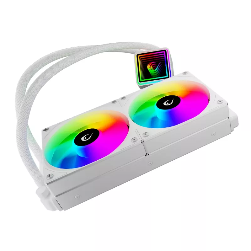 Rampage INFINITE V240 wit 240mm ARGB AIO vloeistof-CPU-koeler met temperatuurdisplay