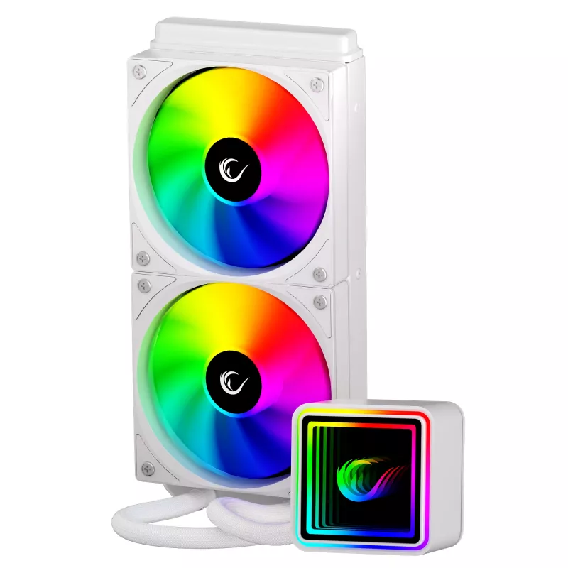 Rampage INFINITE V240 wit 240mm ARGB AIO vloeistof-CPU-koeler met temperatuurdisplay