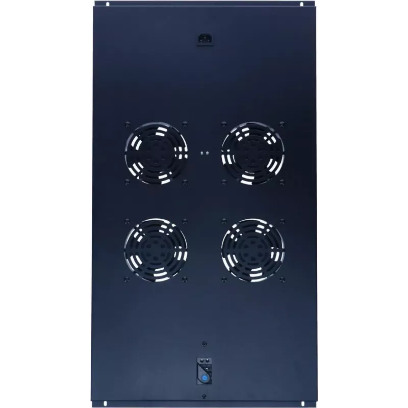 DSIT DS-FT100 4-ventilator serverrack koelunit met thermostaat voor 1000 mm diepe kasten, 1U, 230V, zwart