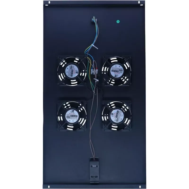 DSIT DS-FT100 4-ventilator serverrack koelunit met thermostaat voor 1000 mm diepe kasten, 1U, 230V, zwart