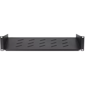 DSIT DS-FH2U300 2U vaste rackplank voor 450 mm diepe wandkasten, 300 mm diepte, zwart
