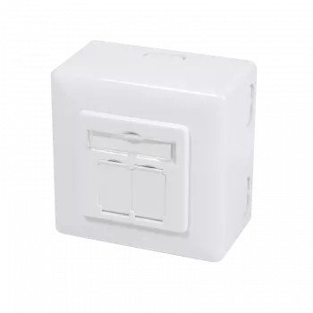 DSIT CAT5e UTP/STP opbouw-wandcontactdoos, wit, 1x RJ45, afgeschermd, LSA+ aansluiting