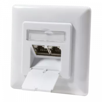 DSIT inbouw Cat.6 afgeschermde dubbele RJ45-datawandcontactdoos, wit