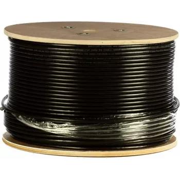 DSIT CAT7 S/FTP 305m buiteninstallatiekabel, massieve ader, PE-mantel, Fca, dubbel afgeschermd, 10 Gbit/s, zwart