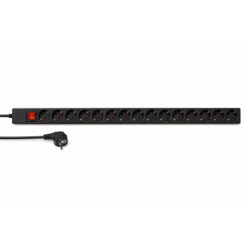 DSIT DS-15PDU 15-voudige verticale rack-stroomverdeleenheid, 230V 16A, Schuko-stopcontacten, 2m kabel, zwart