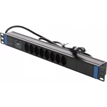 DSIT 19 inch Zwitserse stekkerdoos Master Overload - 8 stopcontacten - 1,8 m kabel