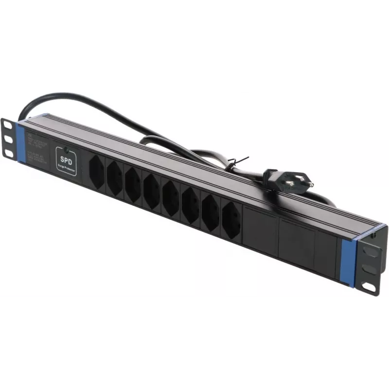 DSIT 19 inch Zwitserse stekkerdoos Master Overload - 8 stopcontacten - 1,8 m kabel
