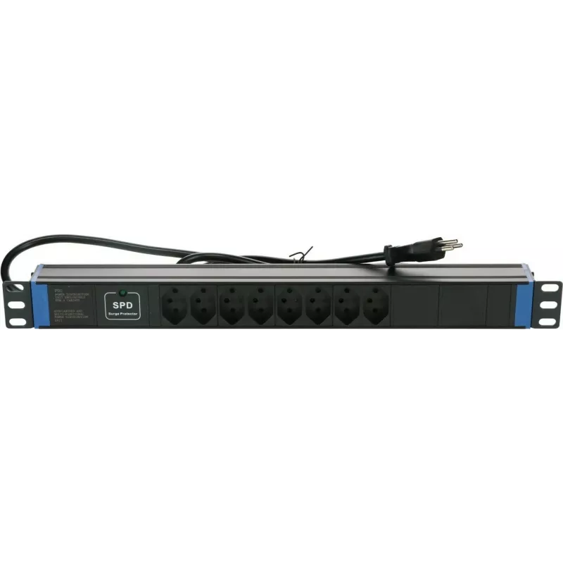 DSIT 19 inch Zwitserse stekkerdoos Master Overload - 8 stopcontacten - 1,8 m kabel