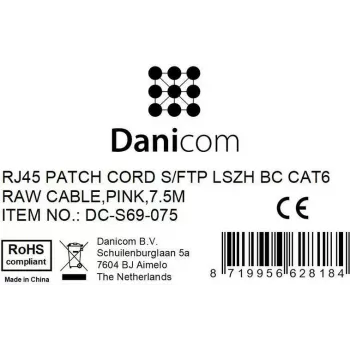 DSIT CAT 6 netwerkkabel LSOH - S/FTP - 7,5 m - Roze