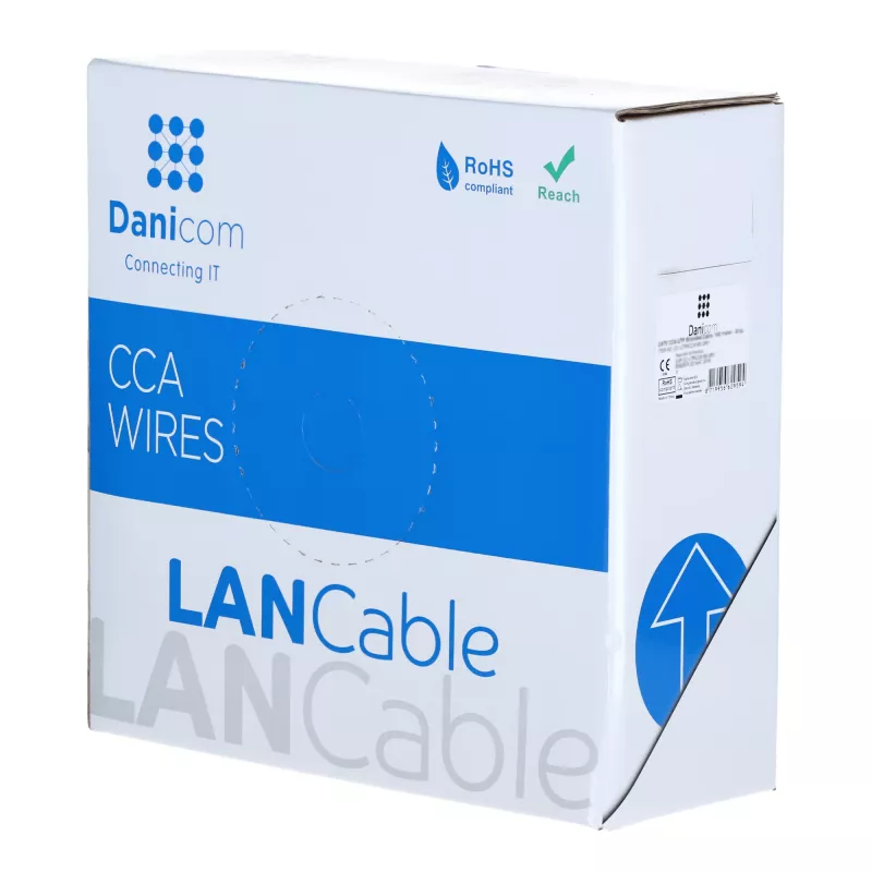 DSIT CAT6 netwerkkabel U/UTP AWG 24/7 flexibel 100 meter grijs CCA