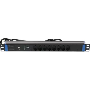 DSIT DS-8PDU-CH-SPO 8-voudige Zwitserse stekkerdoos met overspannings- en overbelastingsbeveiliging, 1,8 m kabel, zwart