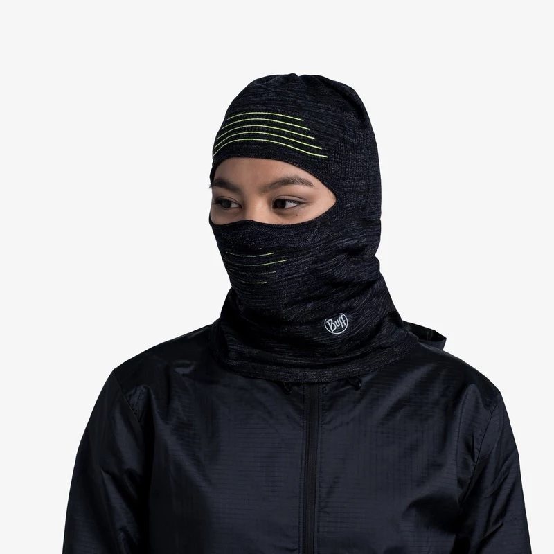 BUFF DryFlx Pro balaclava - zwart, naadloze 4-way stretch, thermisch, reflecterend