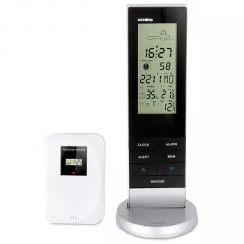 Alecto WS-1150 draadloos weerstation met buitensensor, zwart/zilver