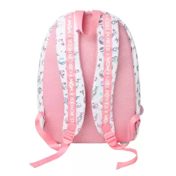 KIDS Wow Holo Holographic meisjes schoolrugzak groot A4 roze met pompon - Wow00022