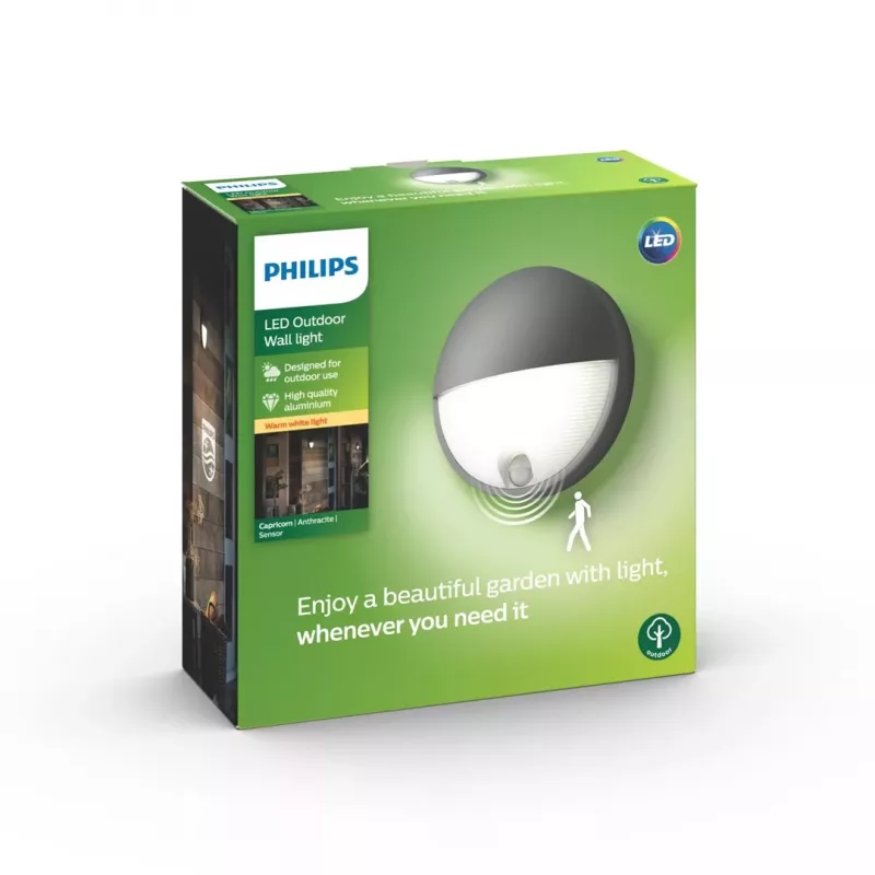 Philips buitenlamp Capricorn 1x6,5W LED wandlamp antraciet IP44