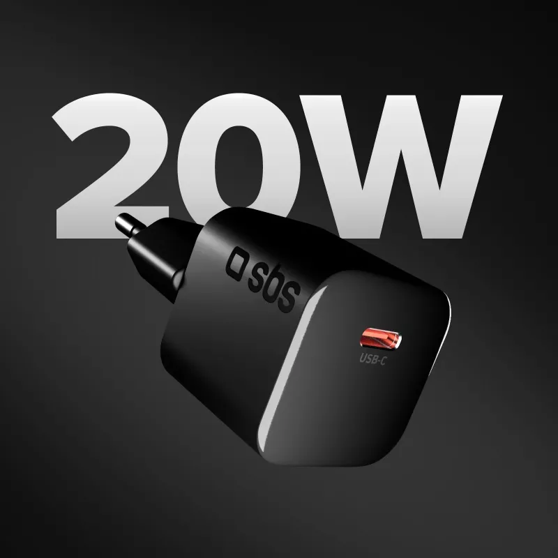 SBS 20W USB-C PD Wandlader Zwart