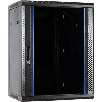 DSIT DS6415 15U Wandmontage Serverkast met Glazen Deur, 600x450x770 mm, Zwart