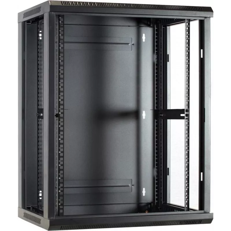 DSIT DS6415 15U Wandmontage Serverkast met Glazen Deur, 600x450x770 mm, Zwart