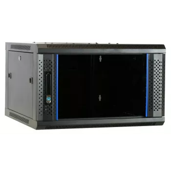 DSIT 6U Wandmontage Serverkast met Glazen Deur, 600 x 600 x 368 mm, Zwart