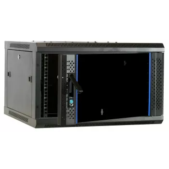 DSIT 6U Wandmontage Serverkast met Glazen Deur, 600 x 600 x 368 mm, Zwart