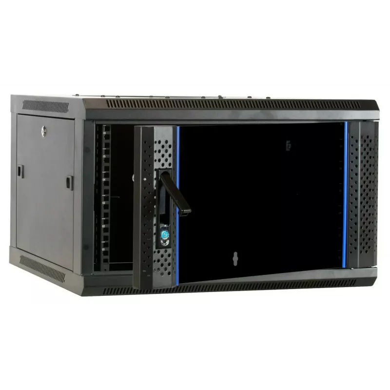 DSIT 6U Wandmontage Serverkast met Glazen Deur, 600 x 600 x 368 mm, Zwart
