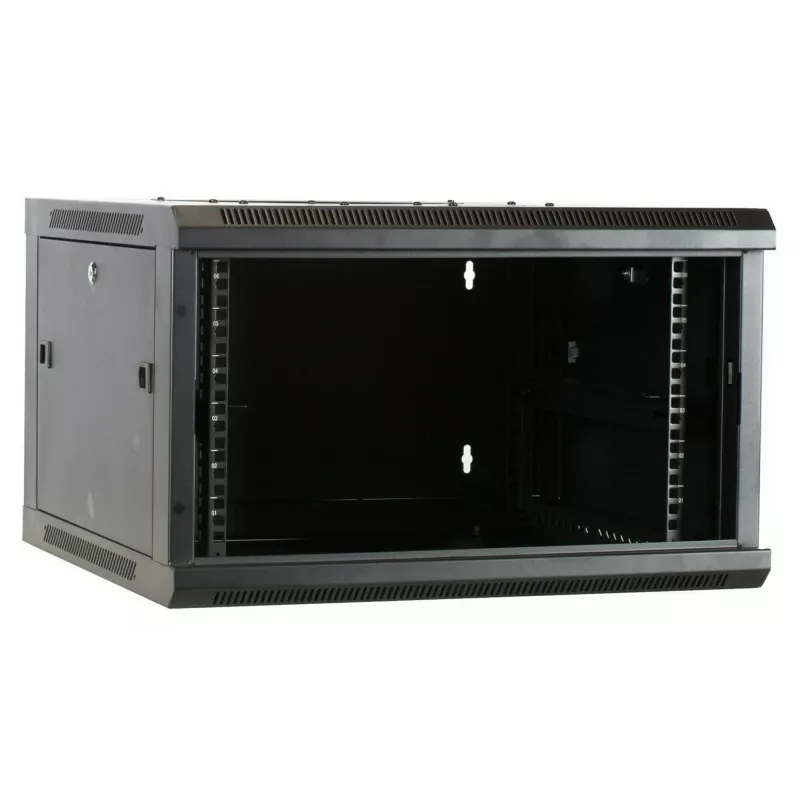DSIT 6U Wandmontage Serverkast met Glazen Deur, 600 x 600 x 368 mm, Zwart
