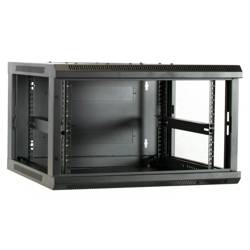 DSIT 6U Wandmontage Serverkast met Glazen Deur, 600 x 600 x 368 mm, Zwart