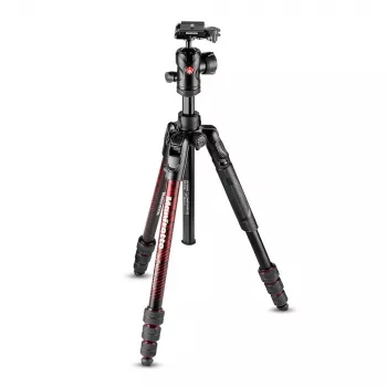 Manfrotto MKBFRTA4RD-BH Befree 4-section aluminium reisstatief met kogelkop, rood