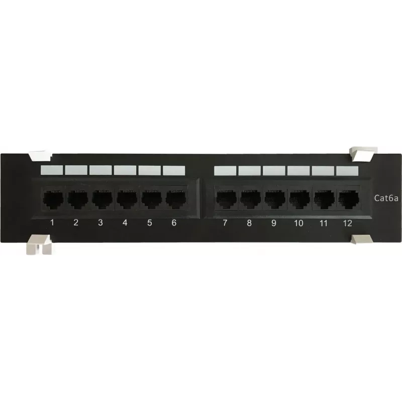 DSIT CAT 6a wandmontage-patchpaneel, 12-poorts UTP, zwart