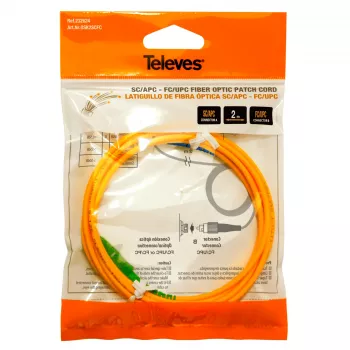 Televes OSK2SCFC 2m SC/APC naar FC/UPC singlemode glasvezel-patchkabel