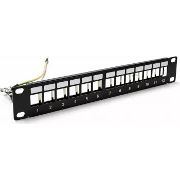 DSIT DS10-Patch-12STP 10 inch STP keystone patchpaneel, 12 poorten, afgeschermd, 1U, zwart