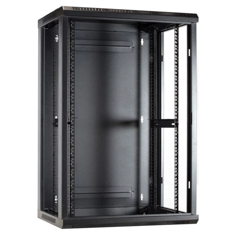 DSIT 18U wandmontage-serverkast met metalen deur, 600x450x900 mm, zwart