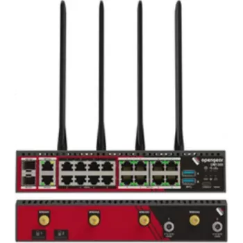 Opengear OM1304-4E 4-poorts RS232-seriële module met 4-poorts gigabit-ethernet-switch, softwarematig selecteerbare X1/X2-pinbezetting