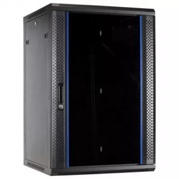 DSIT 27U wandmontage-serverkast met glazen deur, 600x600x1300 mm, zwart