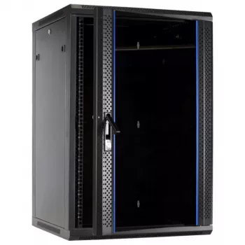 DSIT 27U wandmontage-serverkast met glazen deur, 600x600x1300 mm, zwart